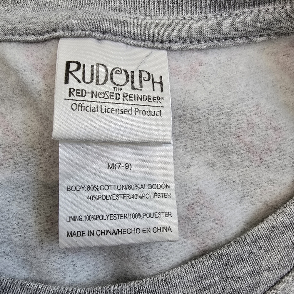 rudolph the red nosed reindeer M (7-9) Sweatshirt Santa Holiday Christmas Xmas - Picture 5 of 8